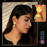 Matte gold flower jhumka - gold